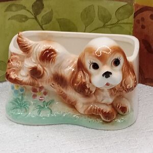 NIPPON MCM Ceramic Cocker Spaniel Playful 3D Dog Planter Vtg 5.5"